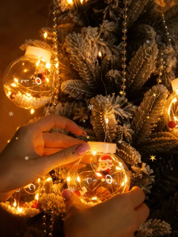 Новогодняя гирлянда с шариками "Дед Мороз"