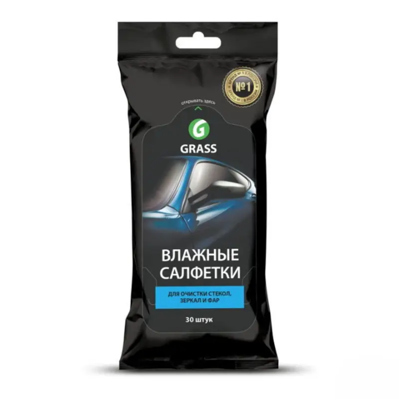Салфетка влажная для очистки стекол, зеркал и фар