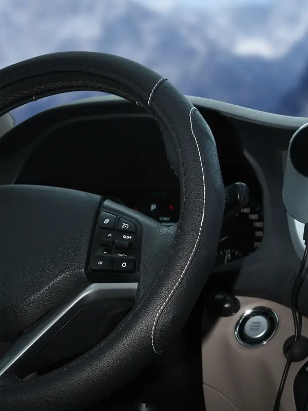 Оплетка на руль, искусст. кожа, рельефная, черная, 38 см/М