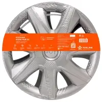 Колпаки колесные 15" "Джой", серебристый, карбон, 2 шт.