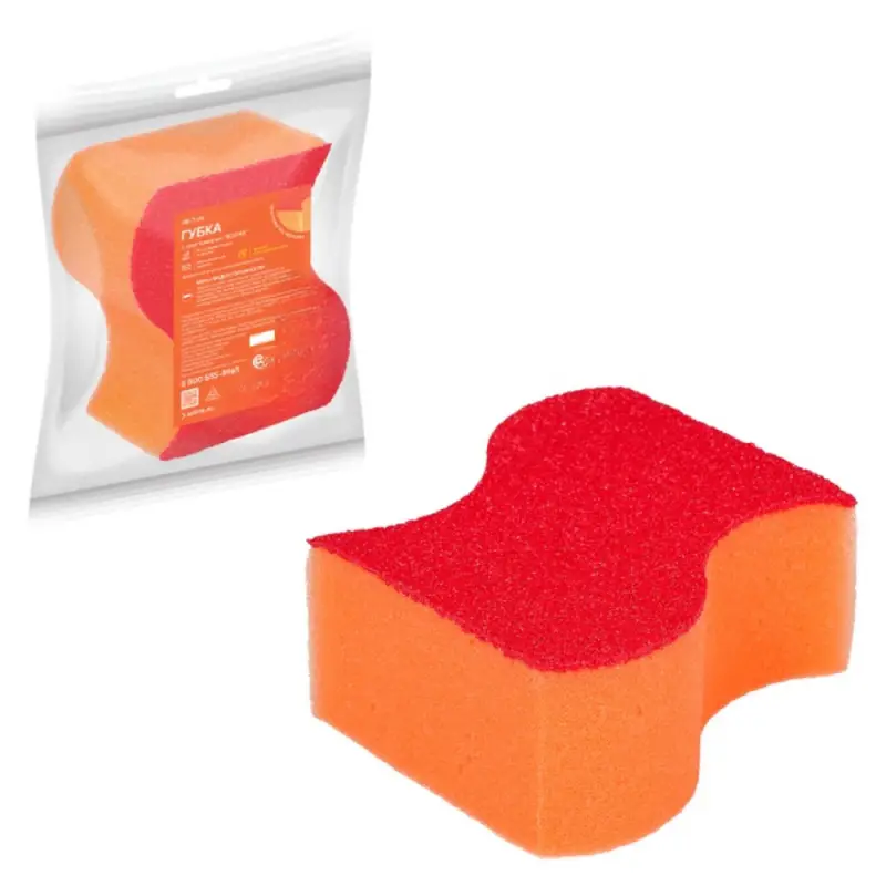 Губка поролоновая с эластомером "Волна" (10*7,5*5см)