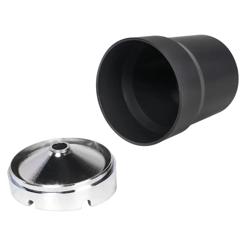 Пепельница классическая, круглая, цвет черный/хром