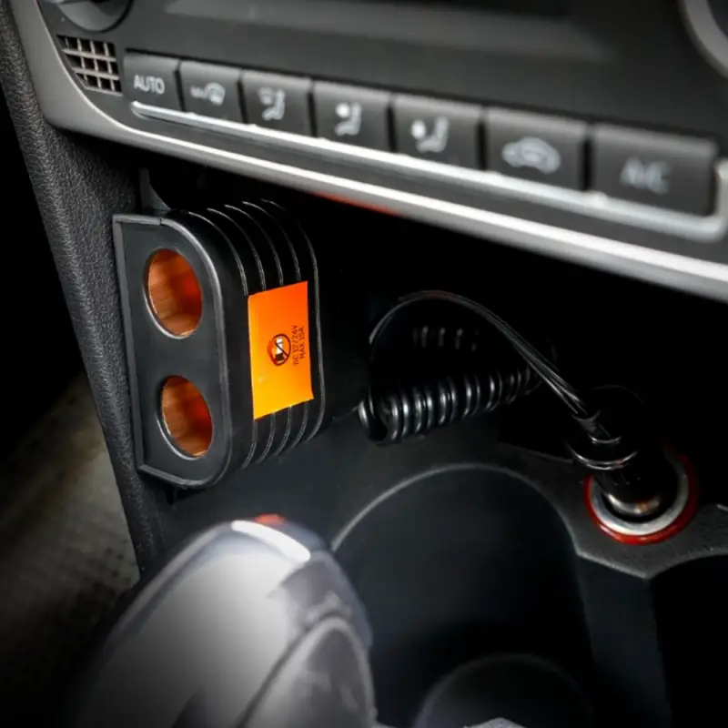 Разветвитель прикуривателя 2 гнезда 15А, витой шнур