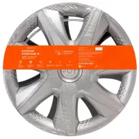 Колпаки колесные 15" "Джой", серебристый, карбон, 2 шт.