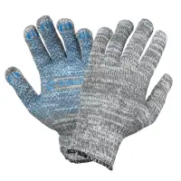 Перчатки трикотажные ХБ с ПВХ покрытием, серые, (1 пара) 7,5 класс