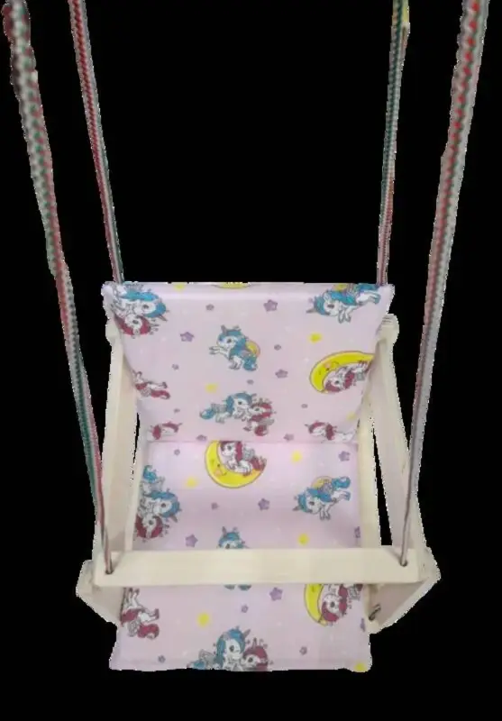 Качели деревянные подвесные с подушкой