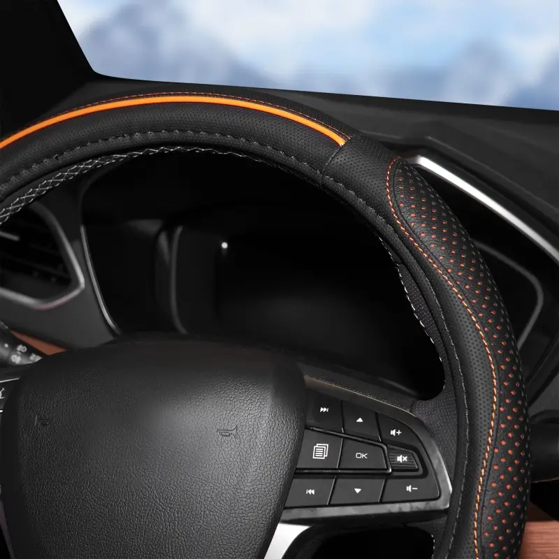 Оплетка на руль, искусст. кожа с перф.  38 см/М