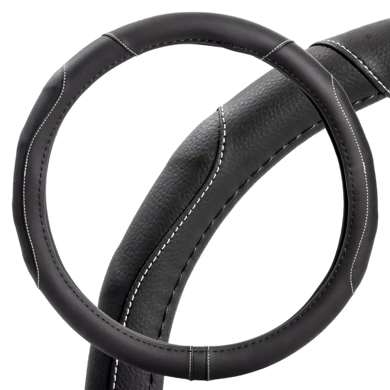 Оплетка на руль, искусст. кожа, рельефная, черная, 38 см/М