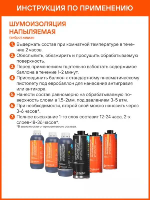 Шумоизоляция (вибро) жидкая, напыляемая "PRO", 950 г., 1250 кг/м3