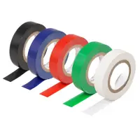 Изолента ПВХ, набор 5 шт.(син.,чёр.,кр.,зел., бел.), 15 мм*10 м