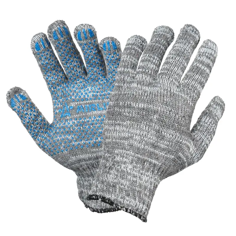 Перчатки трикотажные ХБ с ПВХ покрытием, серые, (1 пара) 7,5 класс