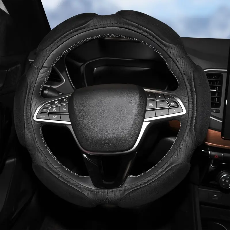 Оплетка на руль, спонжевая, черная, 38 см / M