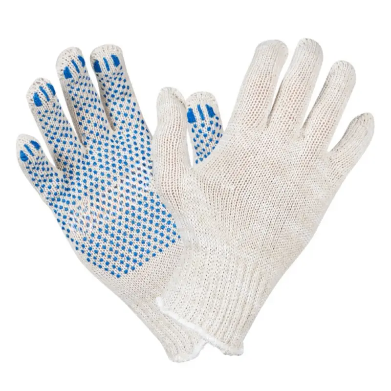 Перчатки трикотажные ХБ с ПВХ покрытием, белые, (1 пара)