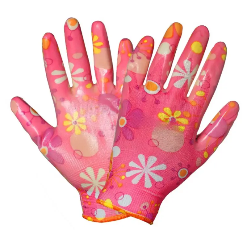 Перчатки полиэфирные с цельным нитрил. покрытием ладони, женские (M)