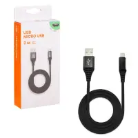 Кабель USB - micro USB 2м, черный нейлоновый