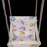 Качели деревянные подвесные с подушкой