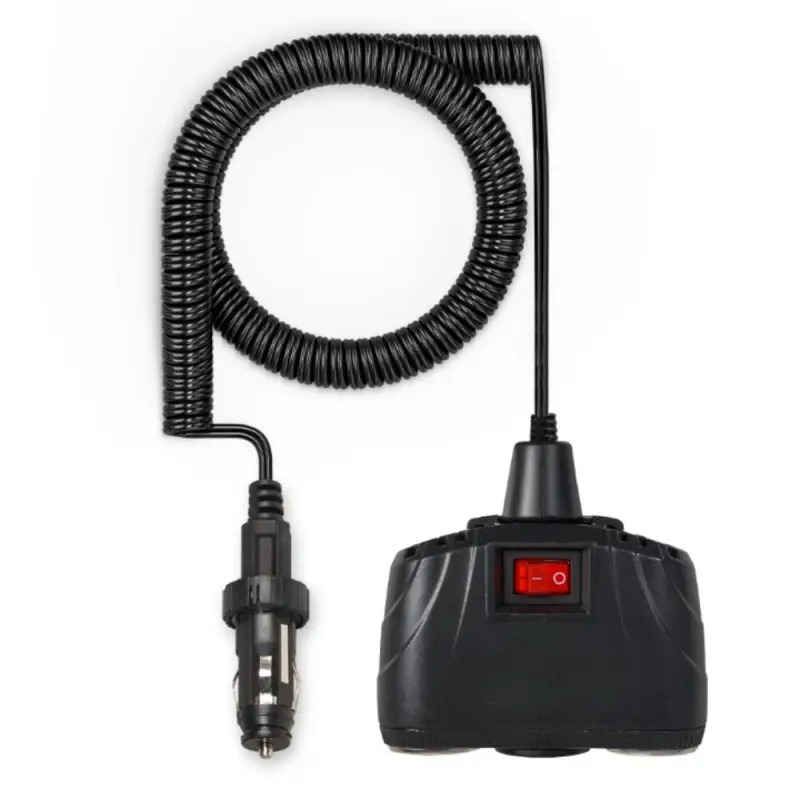 Разветвитель прикуривателя 2 гнезда 8А + 2USB с витым шнуром