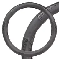 Оплетка на руль, искусственная кожа с тиснением, черная, 42 см / XL