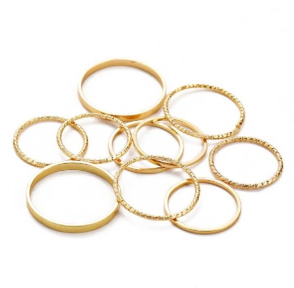 10 шт./компл, кольца на палец с молнией и волнами, в винтажном стиле, золотистые