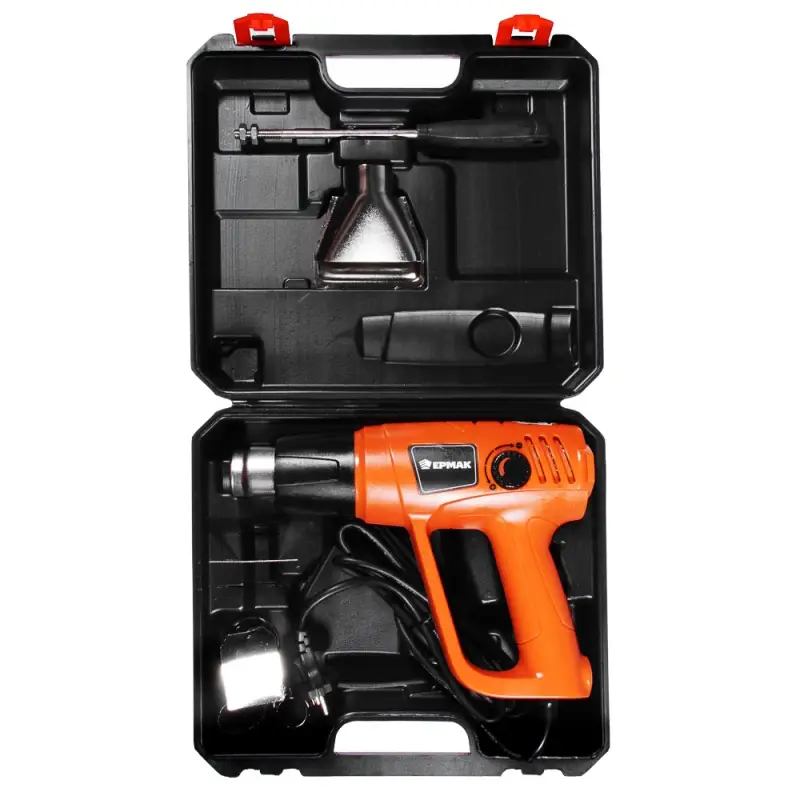 ЕРМАК Фен технический ФТ-2000Вт/2 (80C&deg;-600C&deg;), кейс 5 насадок