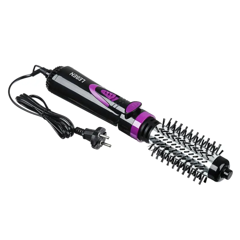 LEBEN Фен-щетка для волос, 1000Вт, 3 темп. реж., 2 скорости, автомат. вращение НТ-1002