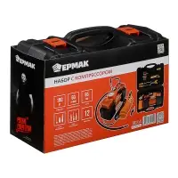 ЕРМАК Набор 12 предметов с 2-х поршневым компрессором 12В, 60л/мин, 180Вт