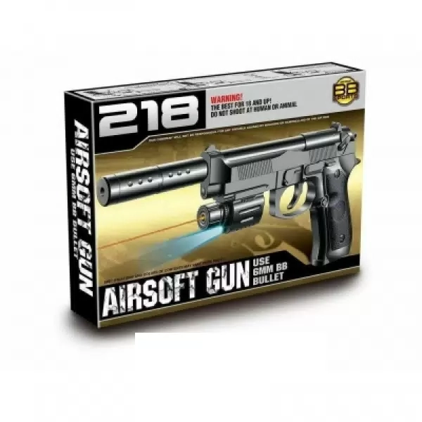 Пистолет игрушечный пневматический/детский спринговый пистолет с фонариком 24см