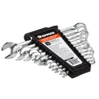 ЕРМАК Набор ключей рожково-накидных, 12 предм., 6-22мм, матовые CRV, пластик холдер