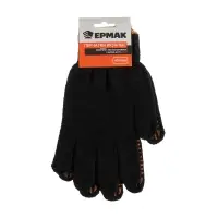 ЕРМАК Перчатки вязаные ЛЮКС х/б с ПВХ напылением, 5 нитей, черные, 62гр, 24см, подвес