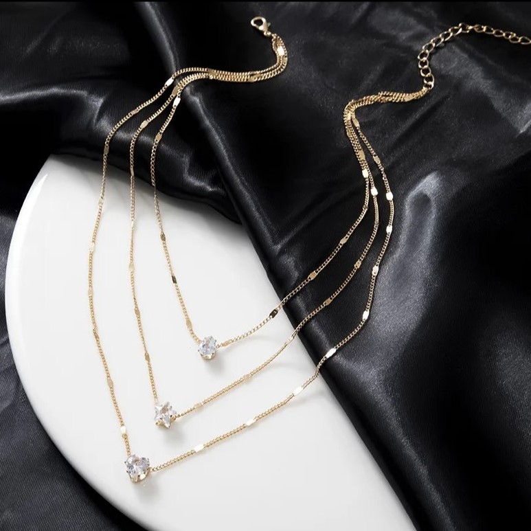 Многослойное ожерелье с цирконом для женщин