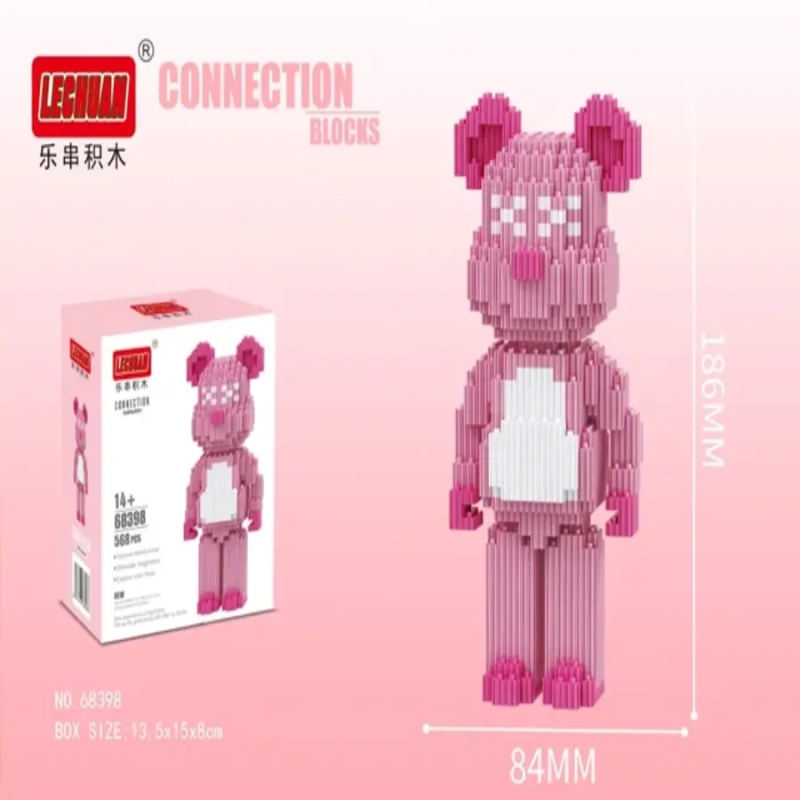 Конструктор 3D модель Бирбрик, розовый, 586 деталей