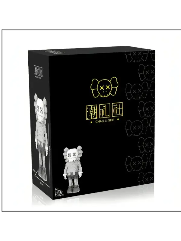 Конструктор 3D Kaws, черно-серый, 1332 детали