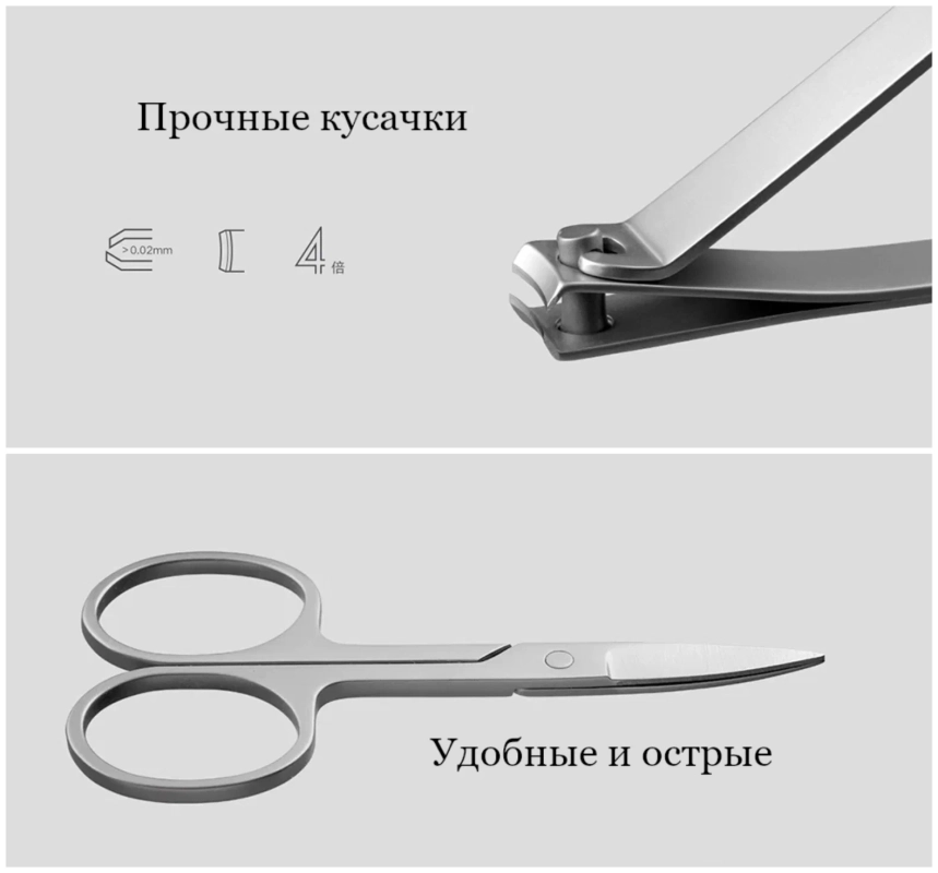 Маникюрный набор 5 в 1 Xiaomi Nail для маникюра, педикюра, инструменты из нержавеющей стали с дизайном и ударопрочным кейсом белый Маникюрный набор 5 в 1 Xiaomi Nail для маникюра, педикюра, инструменты из нержавеющей стали с дизайном и ударопрочным кейсом белый