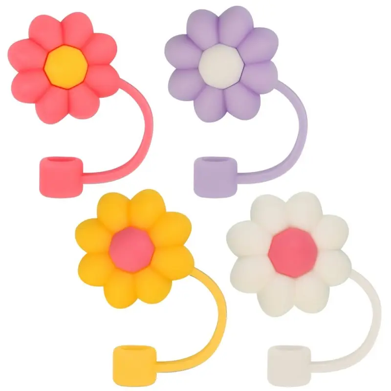 Колпачки для коктейльных трубочек Цветочки 4 шт