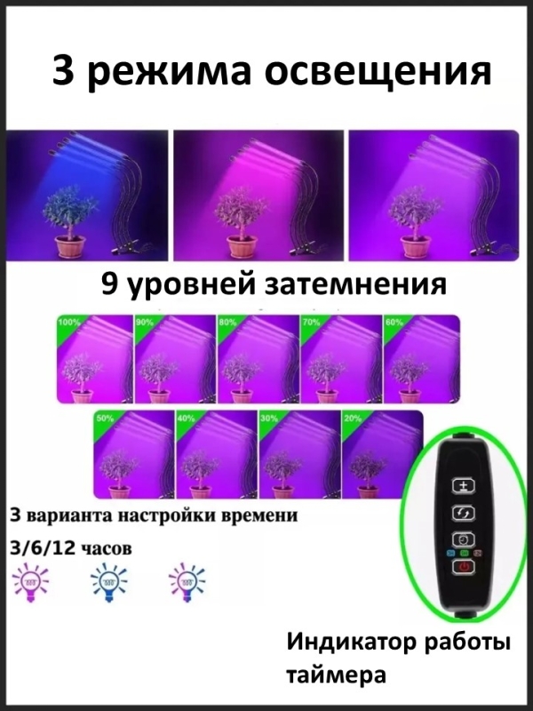 Фитолампа для выращивания растений 4 лампы