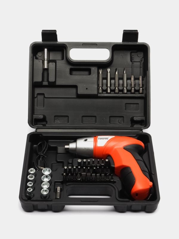 Аккумуляторный шуруповёрт с набором насадок