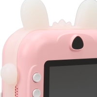 Детская фотокамера с мгновенной печатью Зайка розовый