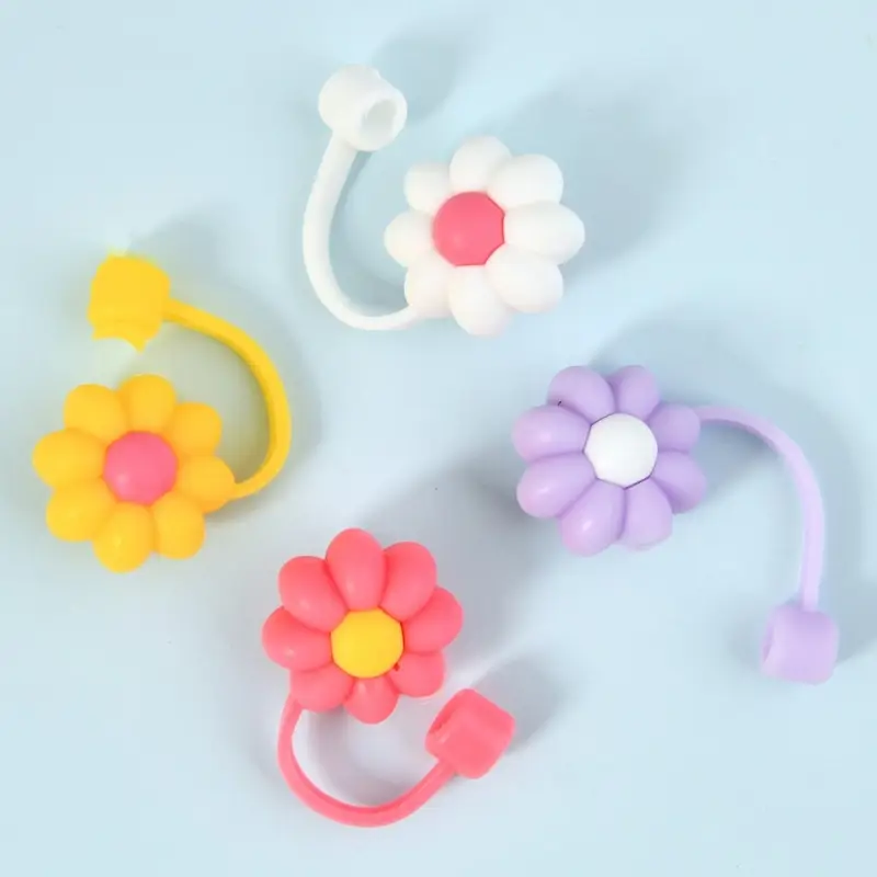 Колпачки для коктейльных трубочек Цветочки 4 шт