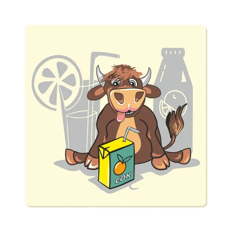 Подставка под горячее Забавный бычок 14х14см (ассортимент)