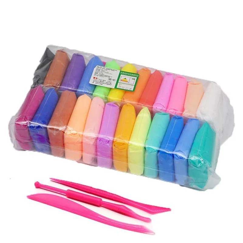 Пластилин легкий мягкий воздушный застывающий для детей 24 цвета