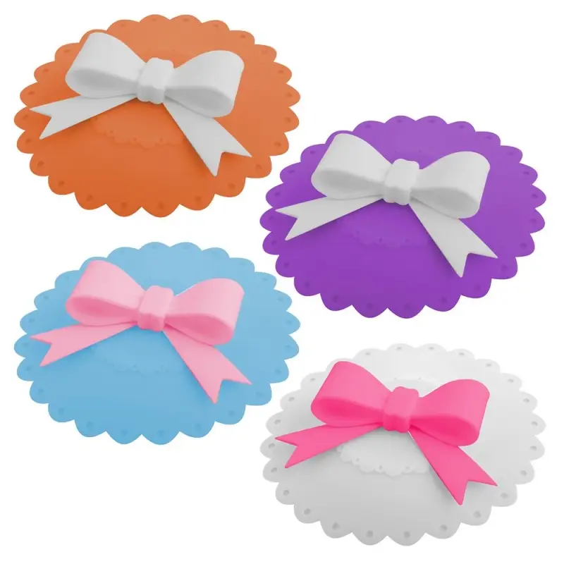 Силиконовая крышка присоска для чашек и банок Бантик (ассортимент)