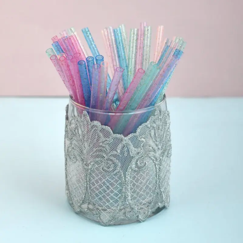 Трубочки для коктейля Блестки 50 шт с ершиком