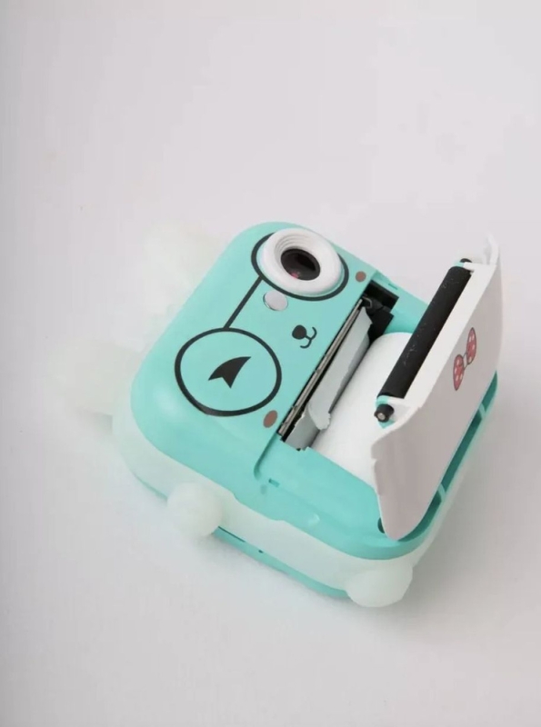 Детская фотокамера с мгновенной печатью Зайка голубой