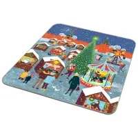 Доска разделочная Подставка под горячее Зимние города 18х18 см (ассортимент)