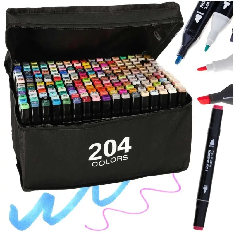 Двусторонние маркеры 204 цвета