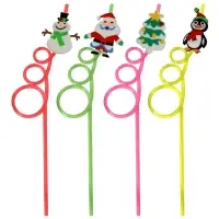 Трубочки для коктейля Зимний лес 4 шт