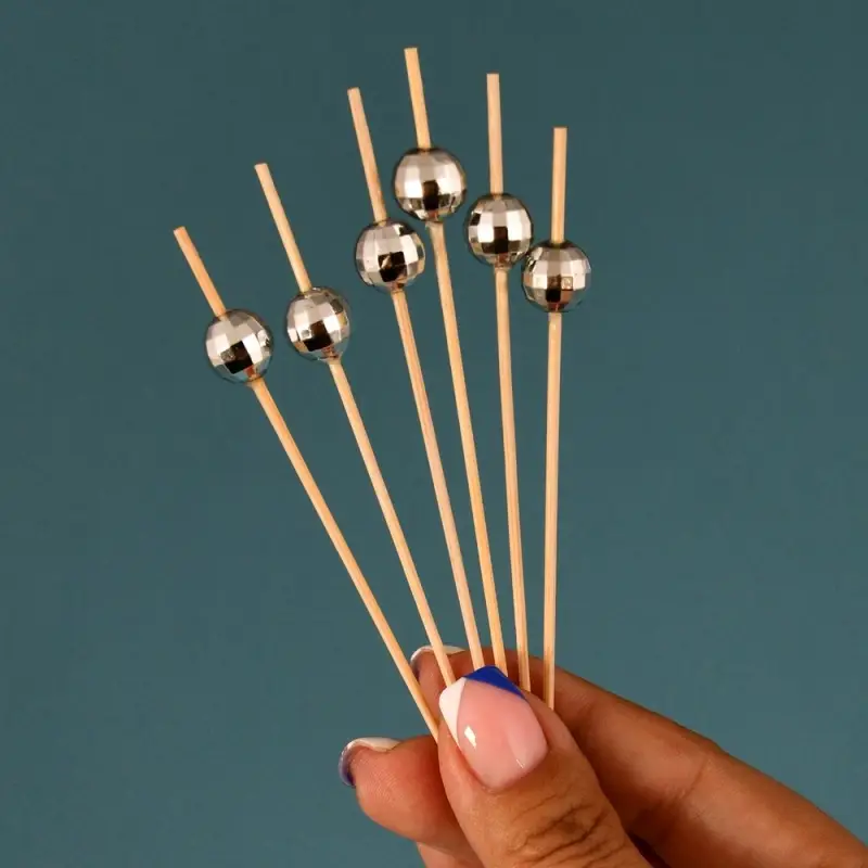 Шпажки для канапе Диско шар серебро 24 шт