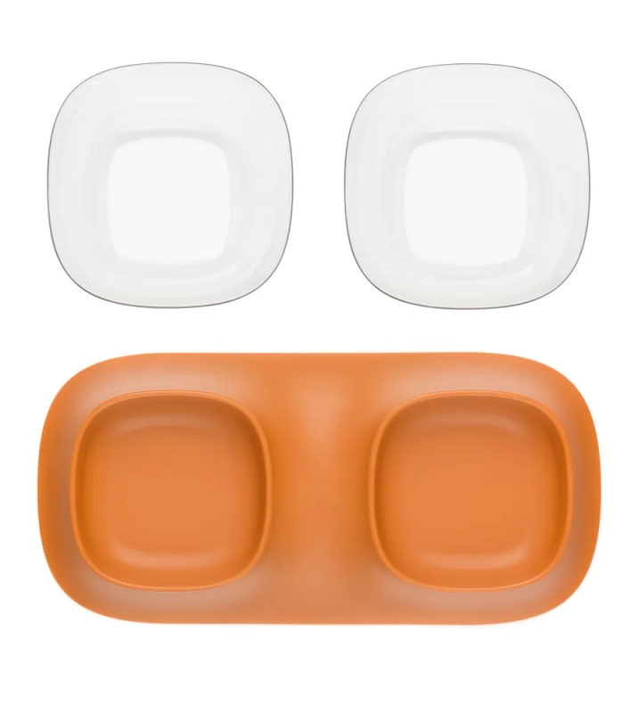 Миска двойная на подставке коричневая