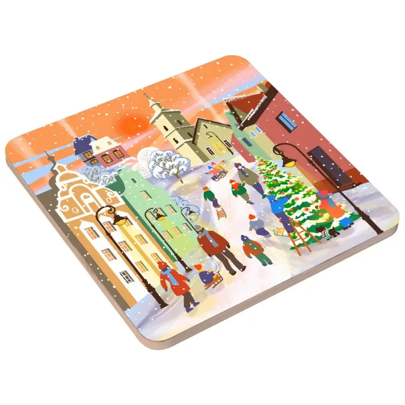Подставка под горячее Зимние города 14х14см