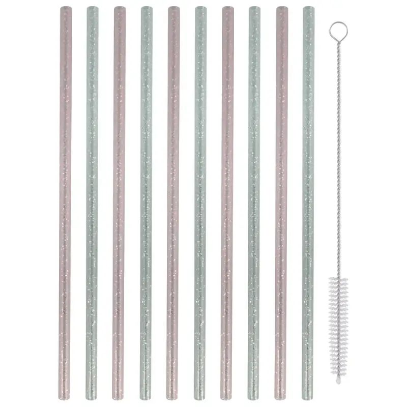 Трубочки для коктейля Блестки 10 шт с ершиком